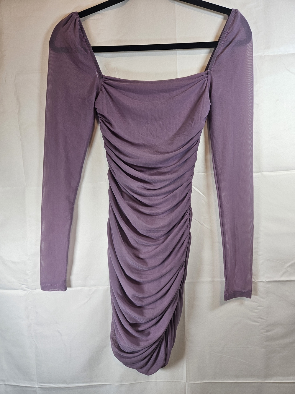 Princess Polly Lavender Ruched Long Sleeve Midi Dress Cocktail Party Date Night
